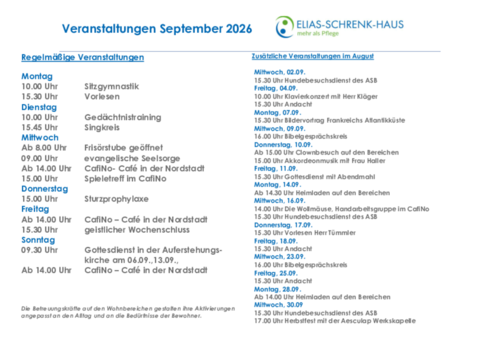 Der Monatsplan September 2026 für das Elias-Schrenk-Haus als Download