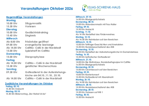 Der Monatsplan Oktober 2026 für das Elias-Schrenk-Haus als Download